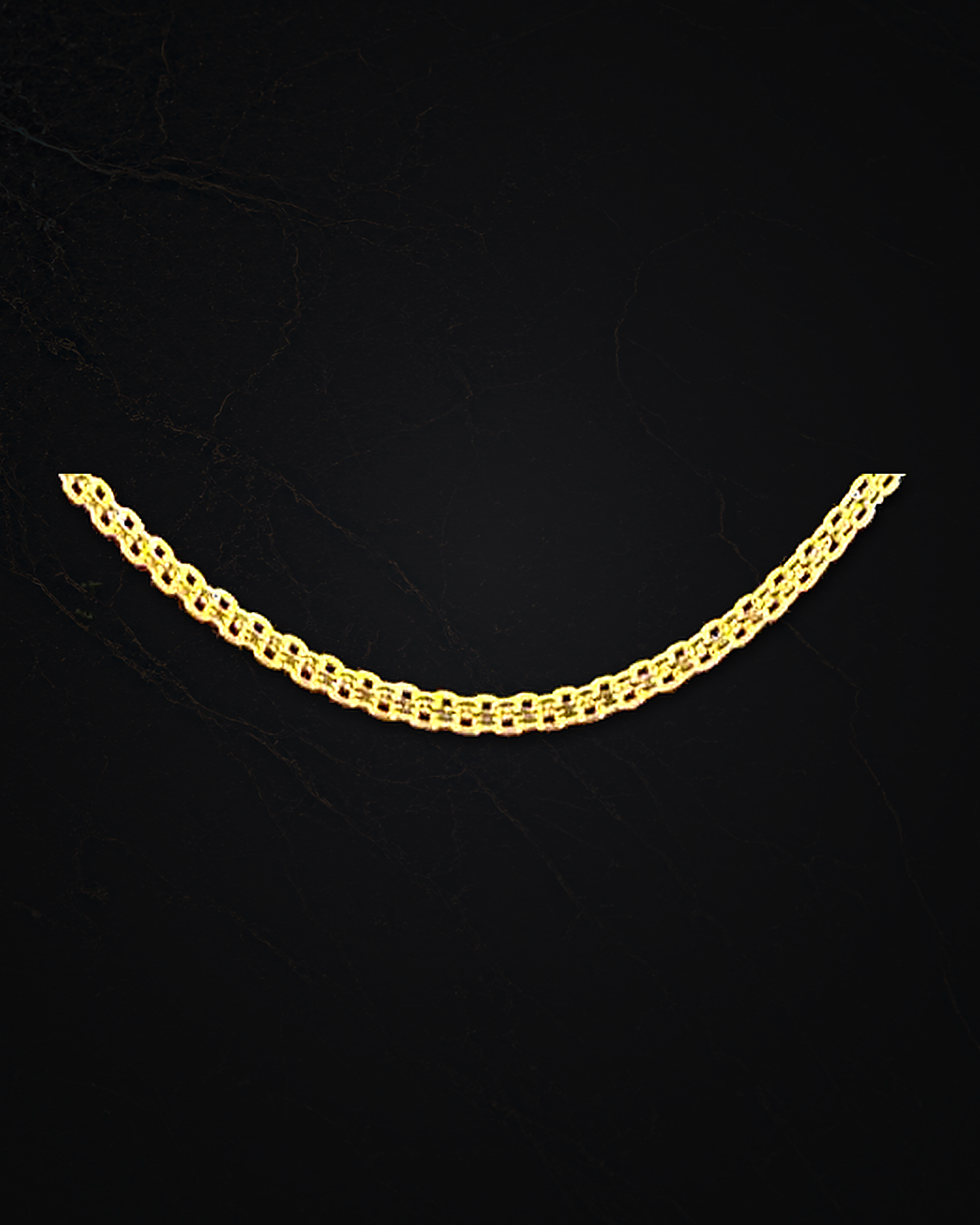 Detalle del tejido bismark de la Cadena Chinesca en oro 18k