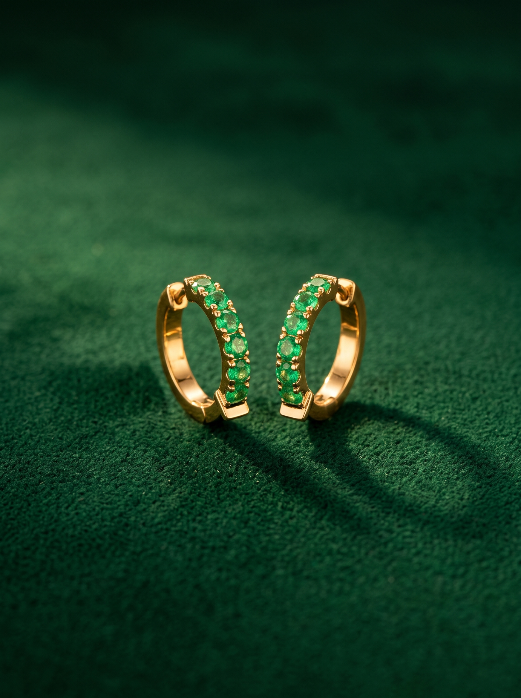 Candongas con esmeraldas colombianas en oro 18k