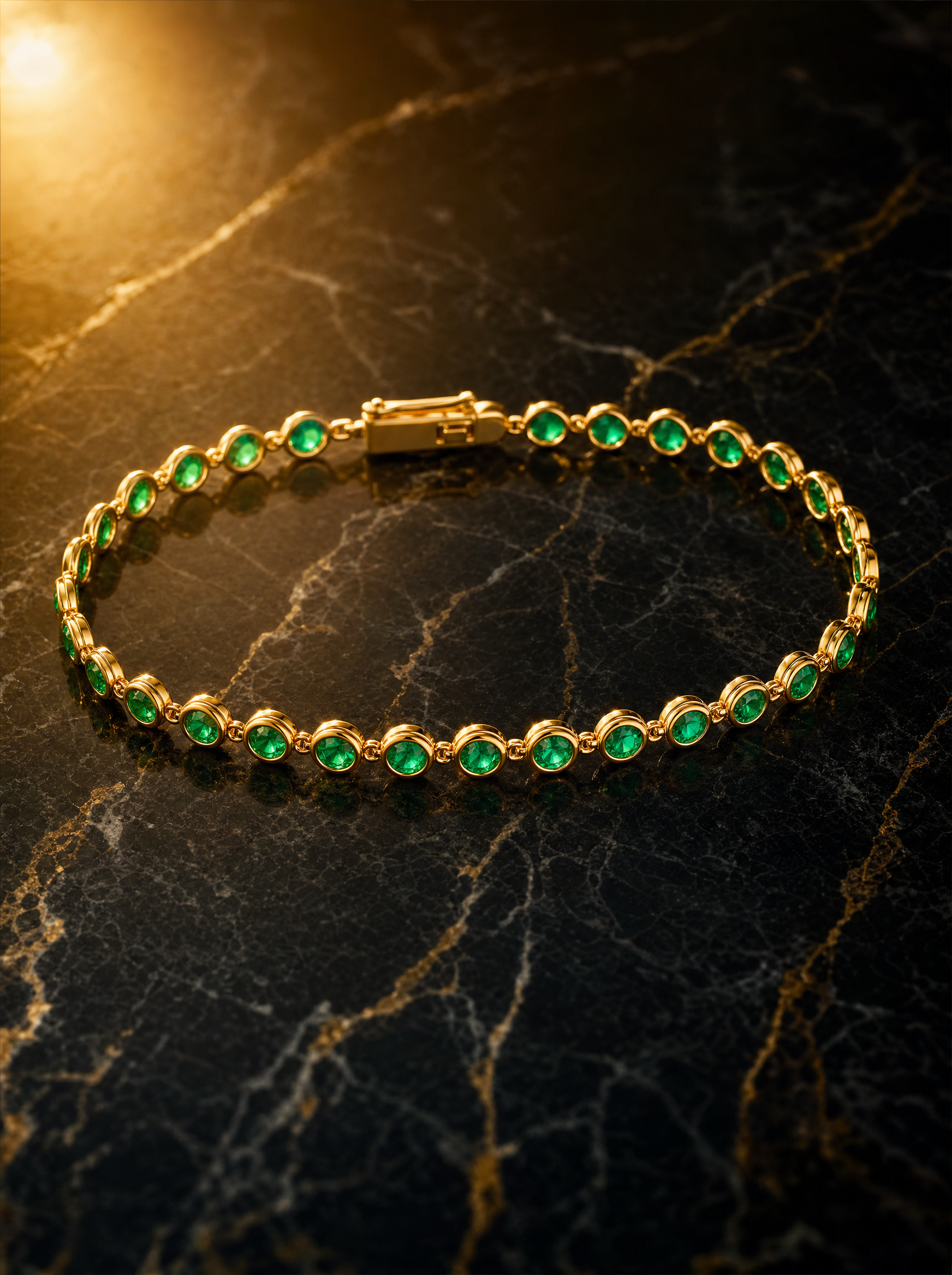 Pulsera tennis con esmeraldas colombianas — próximamente disponible